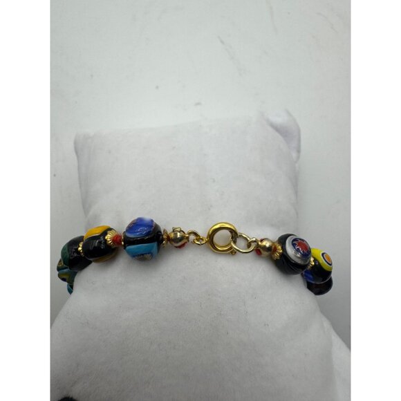 Vintage Evil Eye Murano Glass Bead Bracelet Spring Clasp 7" - Picture 4 of 5